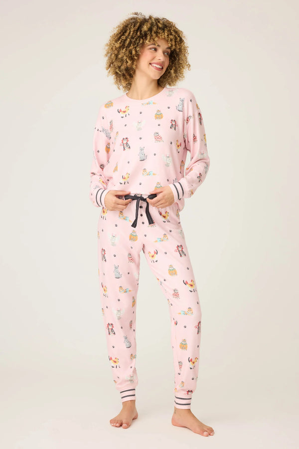 Pj Salvage Feline Spooky Halloween Cat Print PJ Set